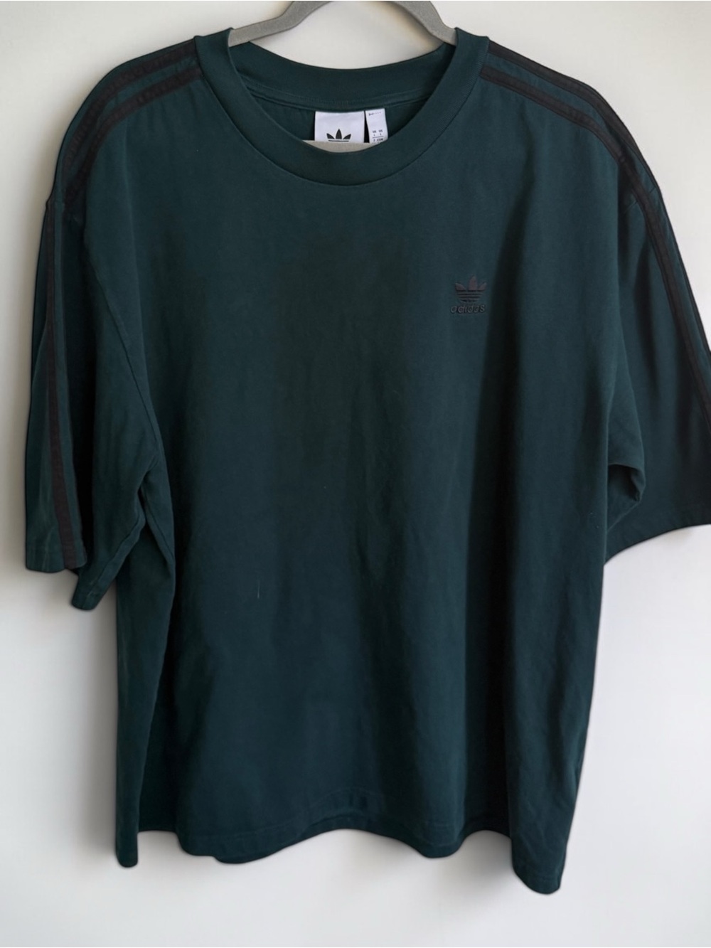 adidas Originals Dark Teal Trefoil Short Sleeve Tee with Black Stripes